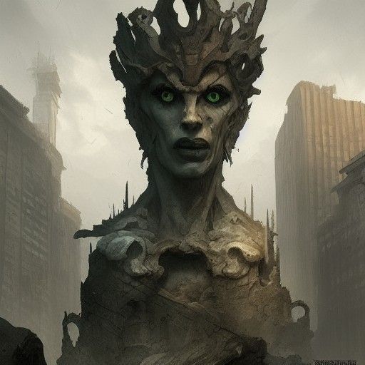 Sinister Petrified Statues in a Forsaken City