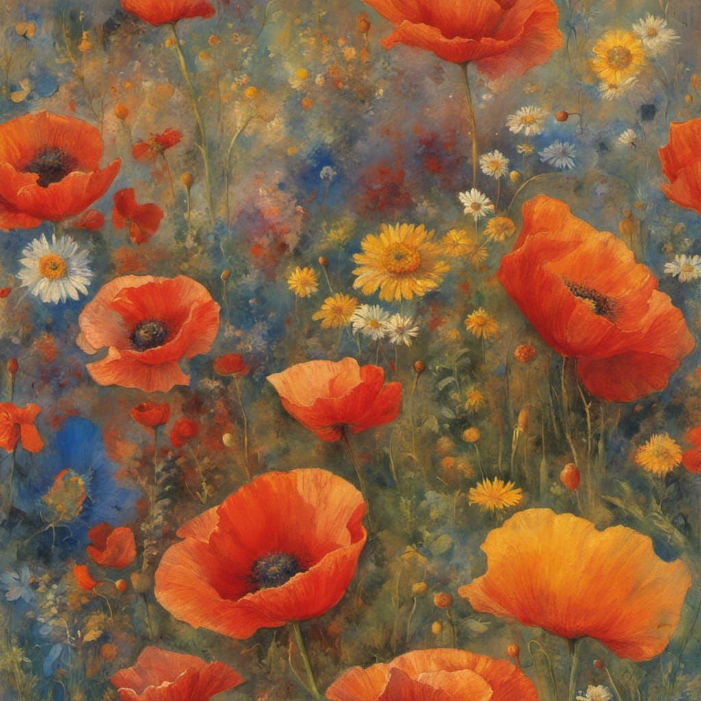 Colorful Wildflower Explosion in Maximalist Style