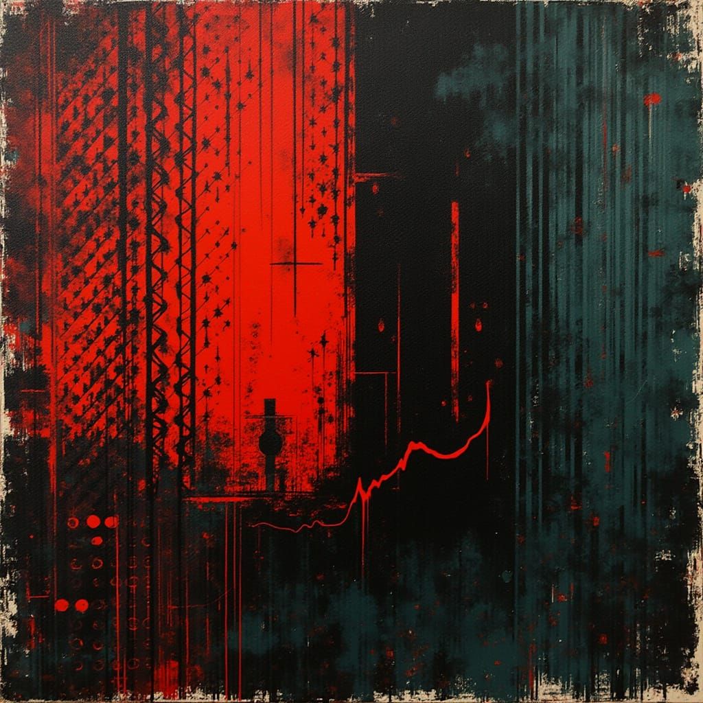 Geometric Color Field Art in Retro Style