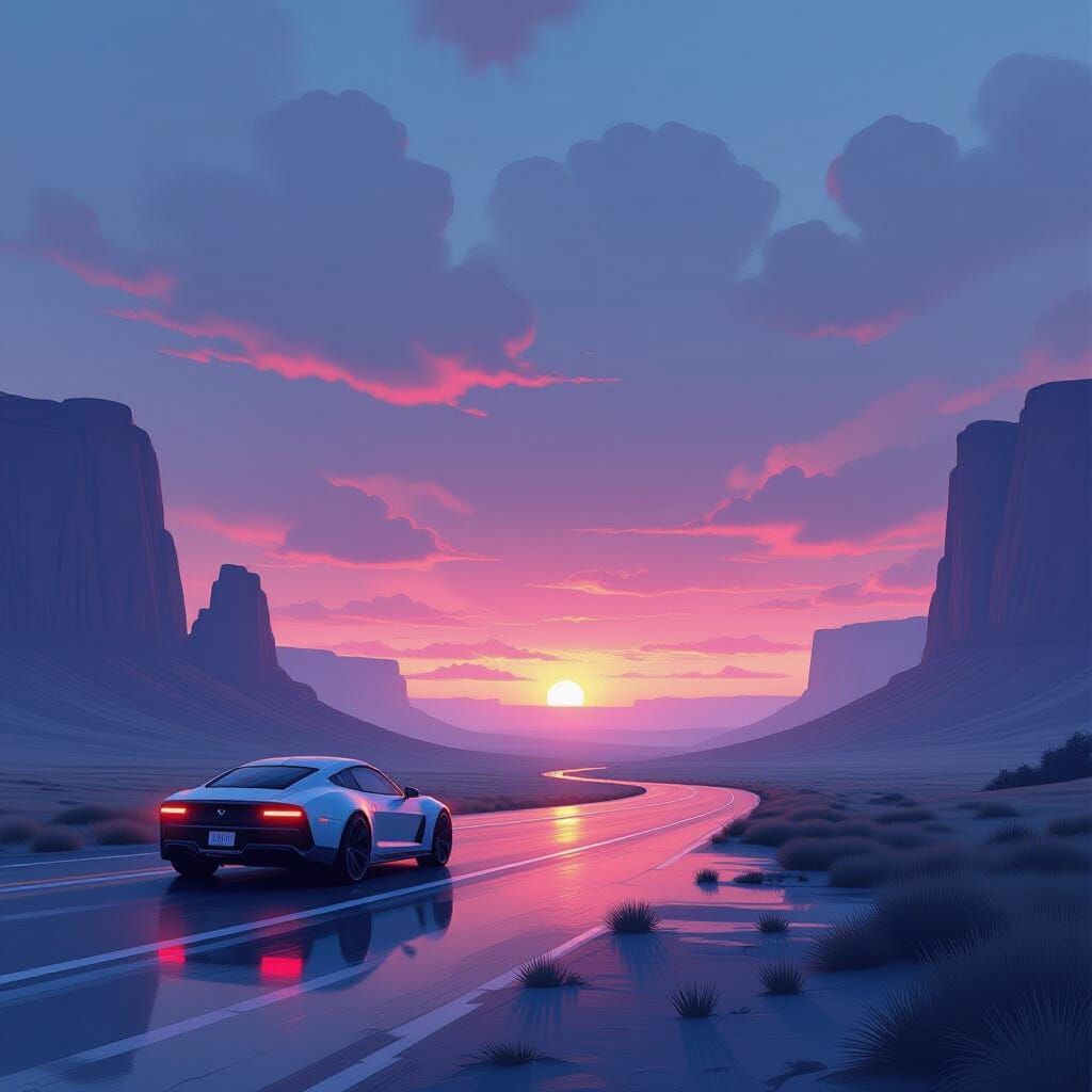 Surreal Futuristic Landscape in Vibrant Colors