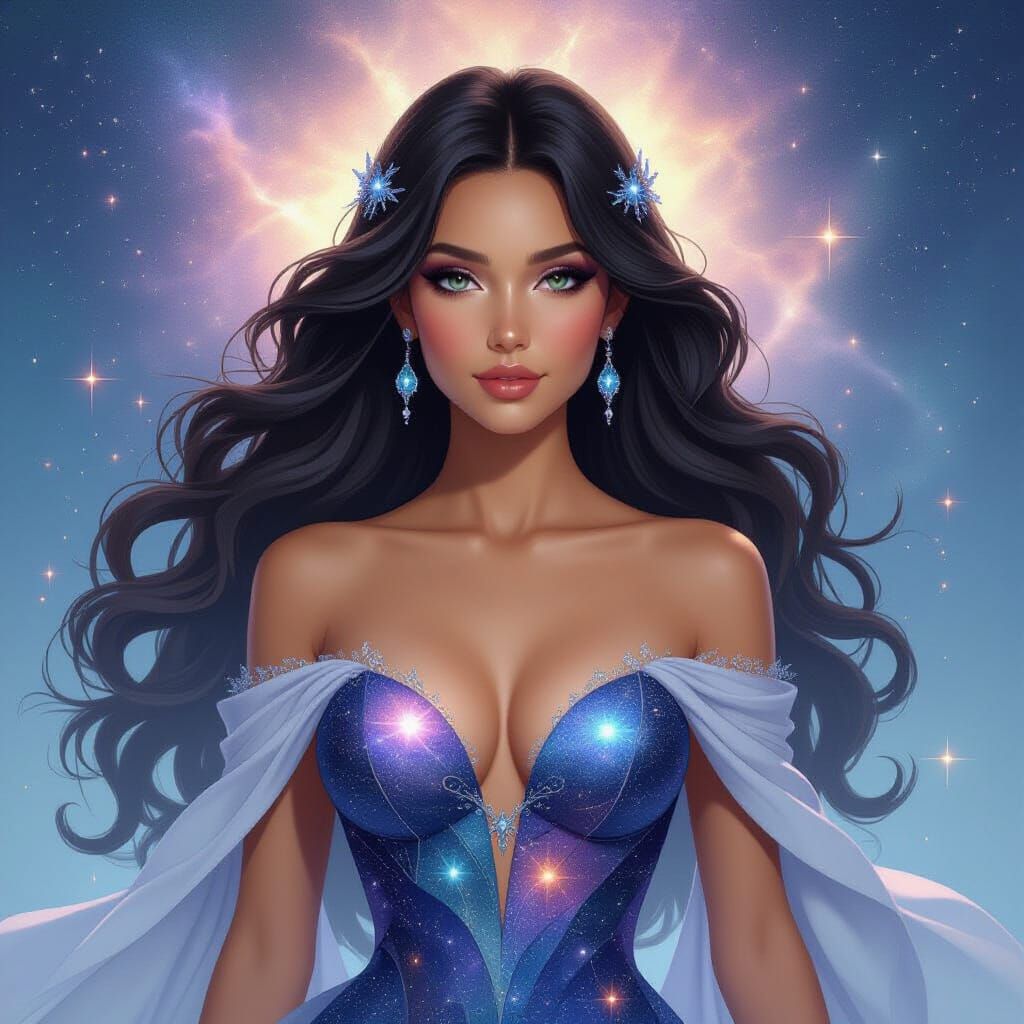 Ethereal Galaxy Goddess in Space, Hyperdetailed Fantasy Art