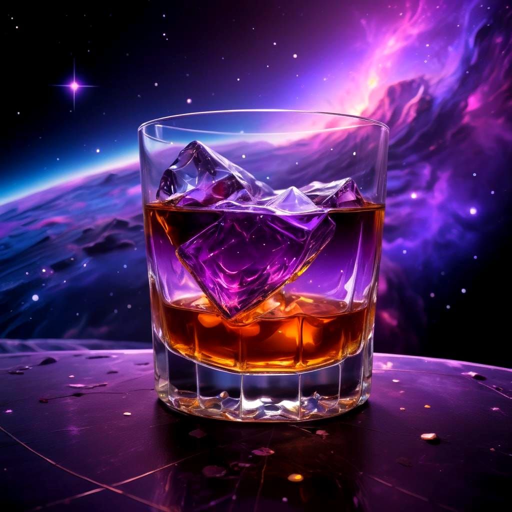 Cosmic Whiskey Glass Astral Illustration in 8K