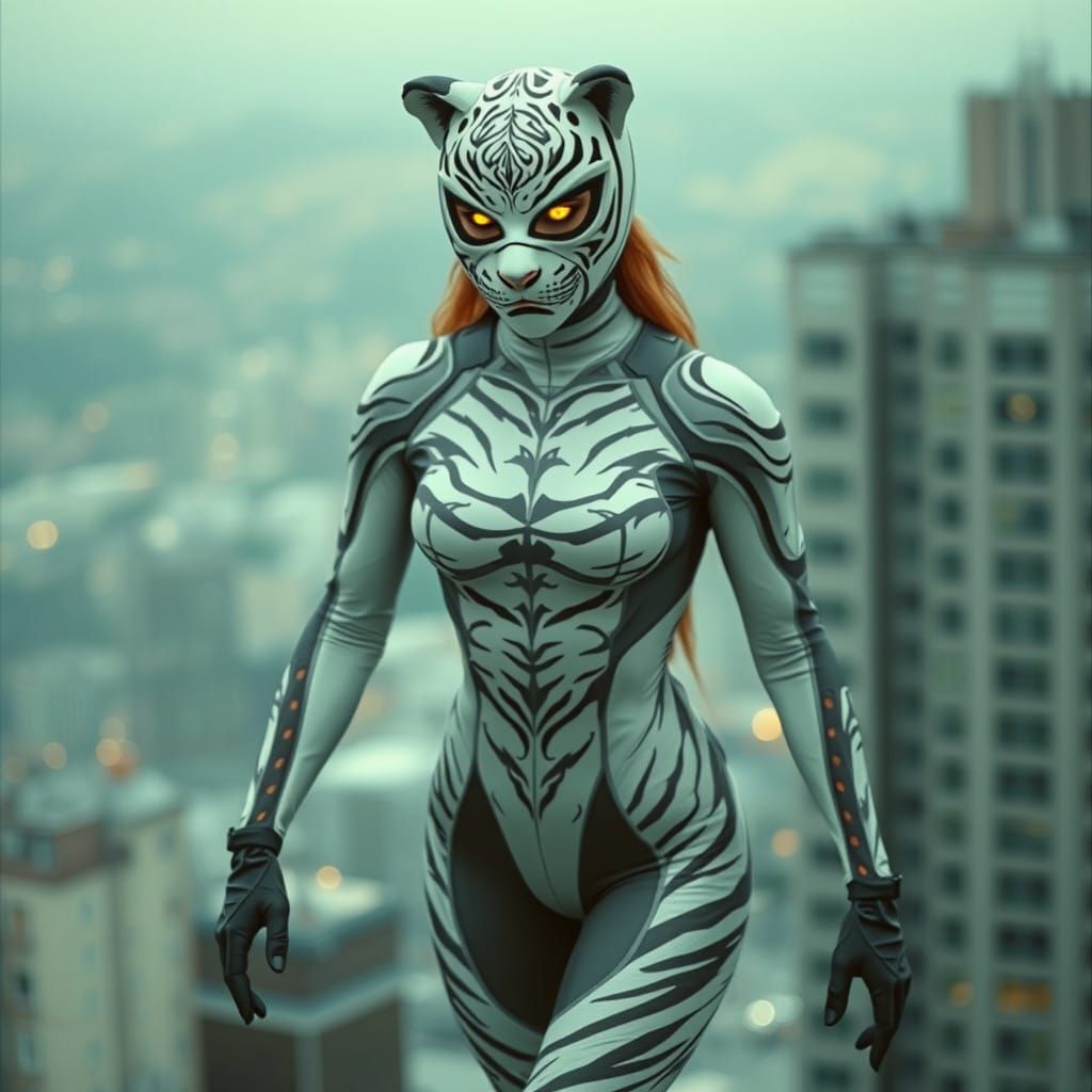 White Tiger Superheroine Ascends in Cinematic Glory