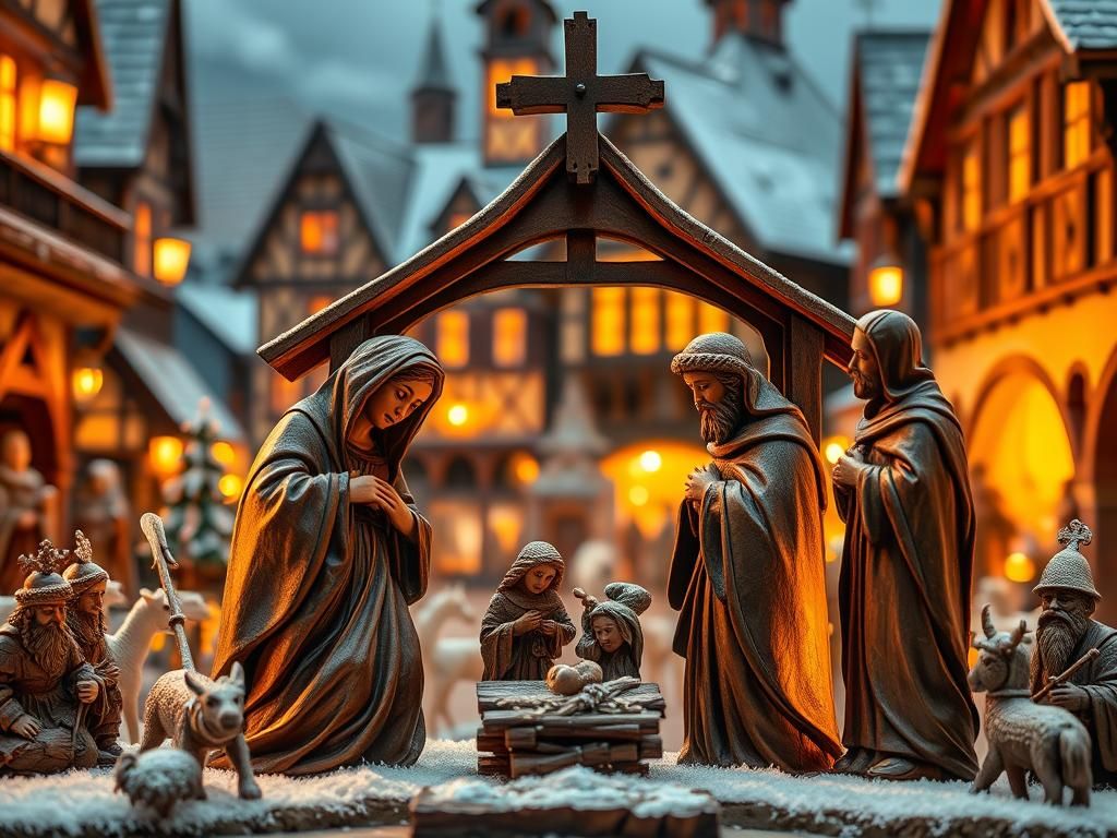 German Nativity Scene in Renaissance Town Square