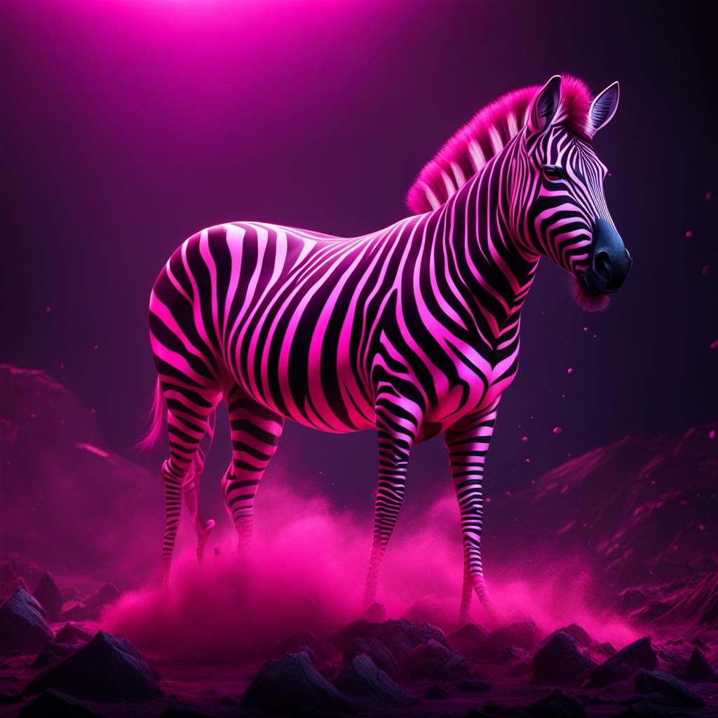 Pink Zebra with Falling Stripes: Detailed Matte Painting
