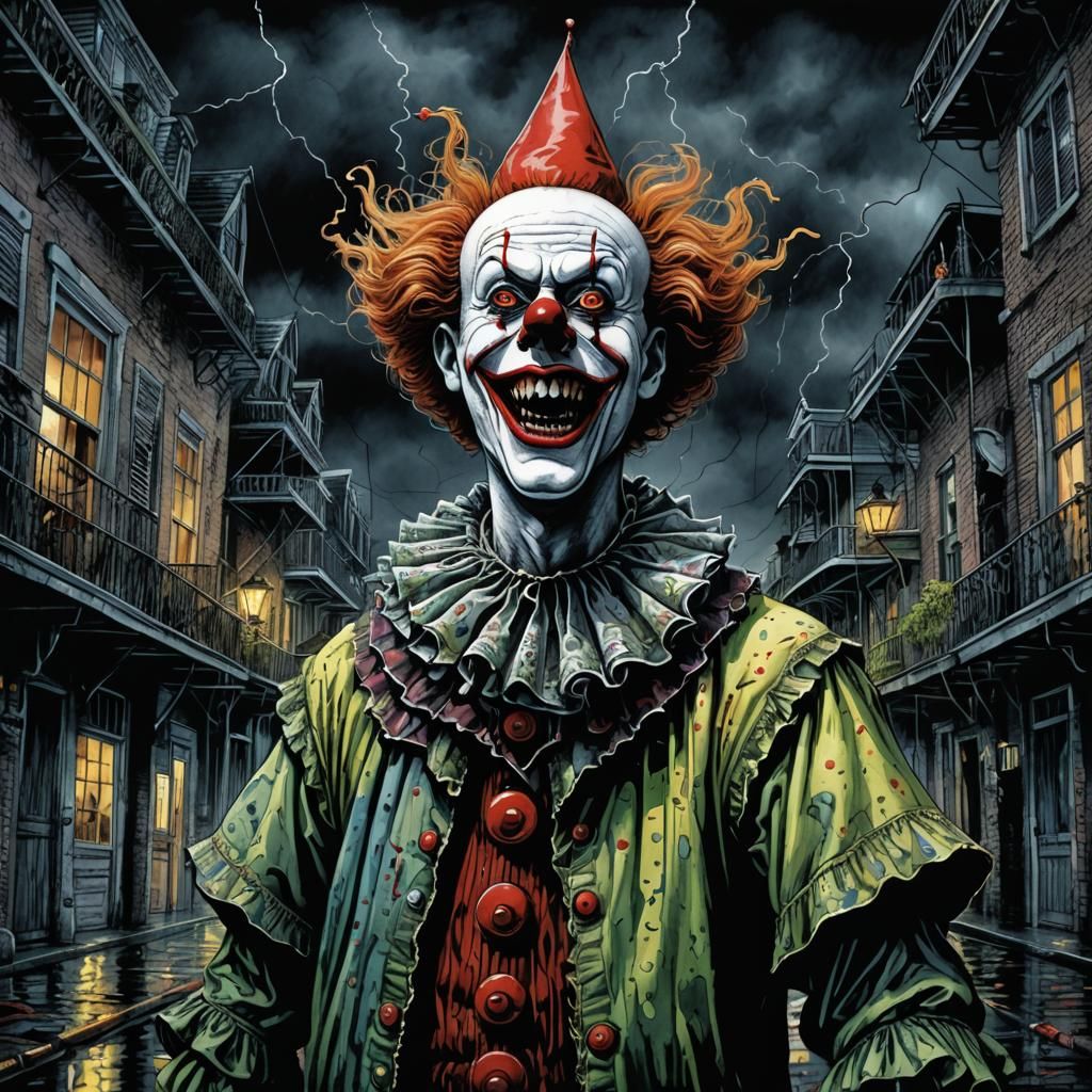 Surreal Pennywise Clown in Flooded New Orleans