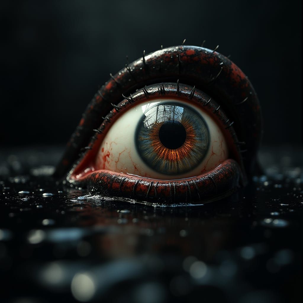Cybernetic Eye in Dark Biomechanical Abyss