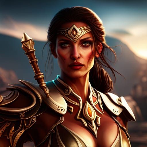 Elegant Warrior with Deep Emotion in Fantasy Art