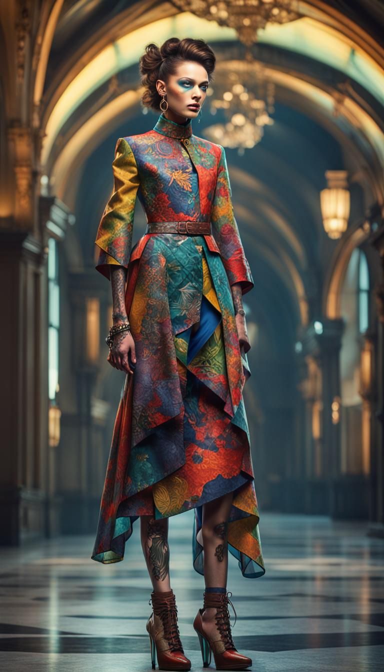 Avant-Garde Brunette Fashion Model Portrait