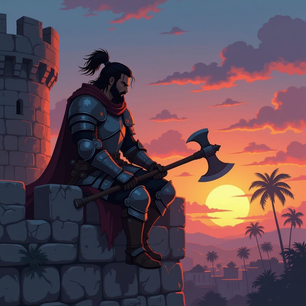 Knight Stands Guard in Studio Trigger Cel-Shaded Style