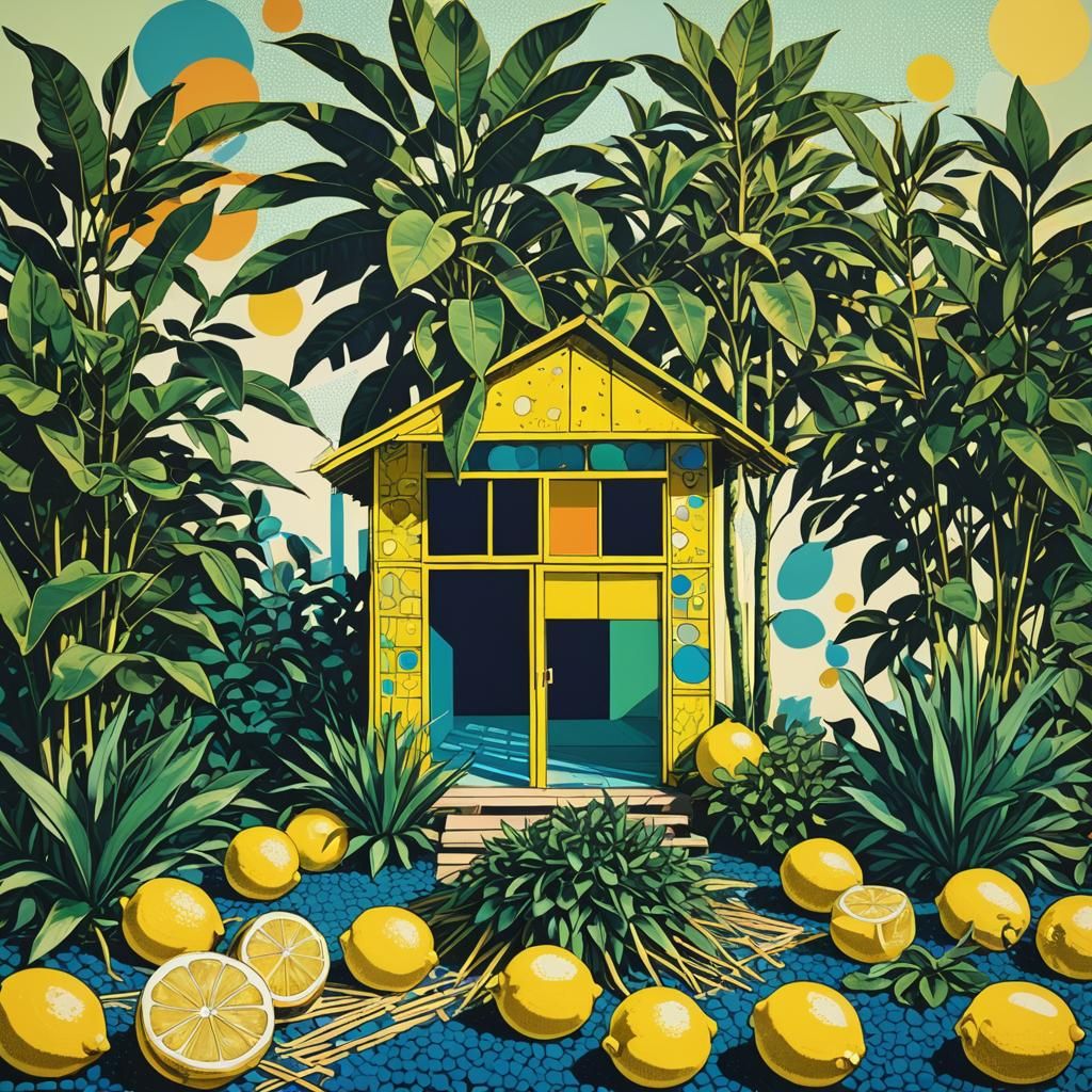 Pop Art Lemon Hut Screen Print in Warhol Style