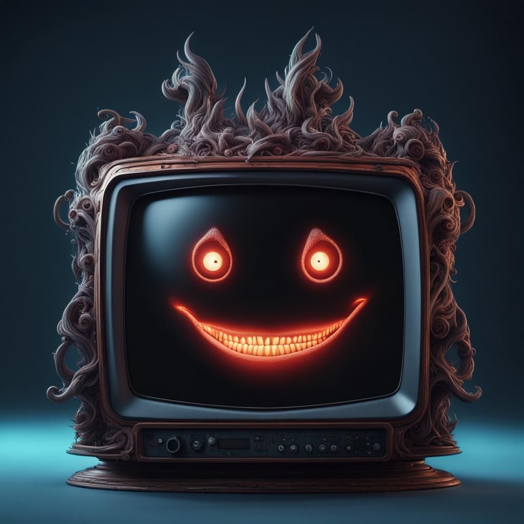 Evil Smiling Television: Detailed Matte Painting