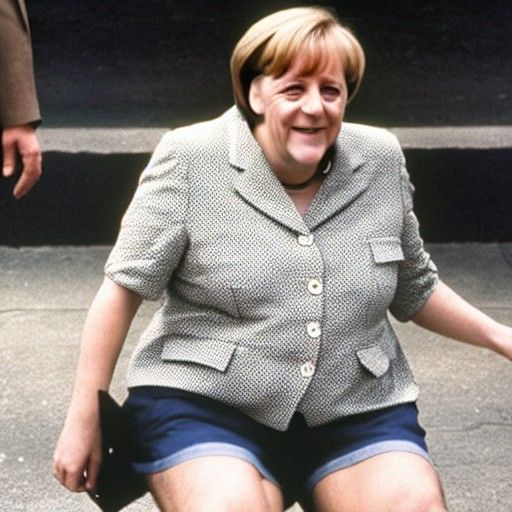 Angela Merkel as Chubby Man in Shorts