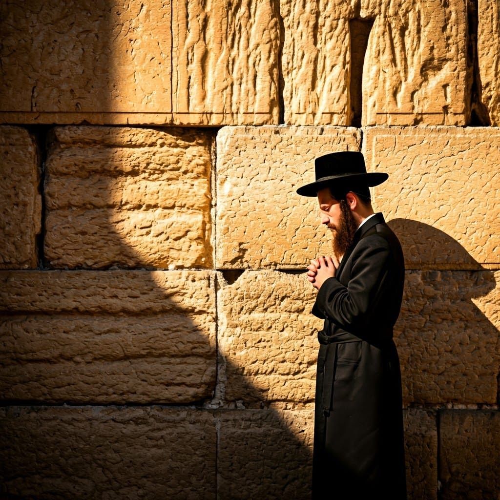 Praying Jew at Western Wall in Old City