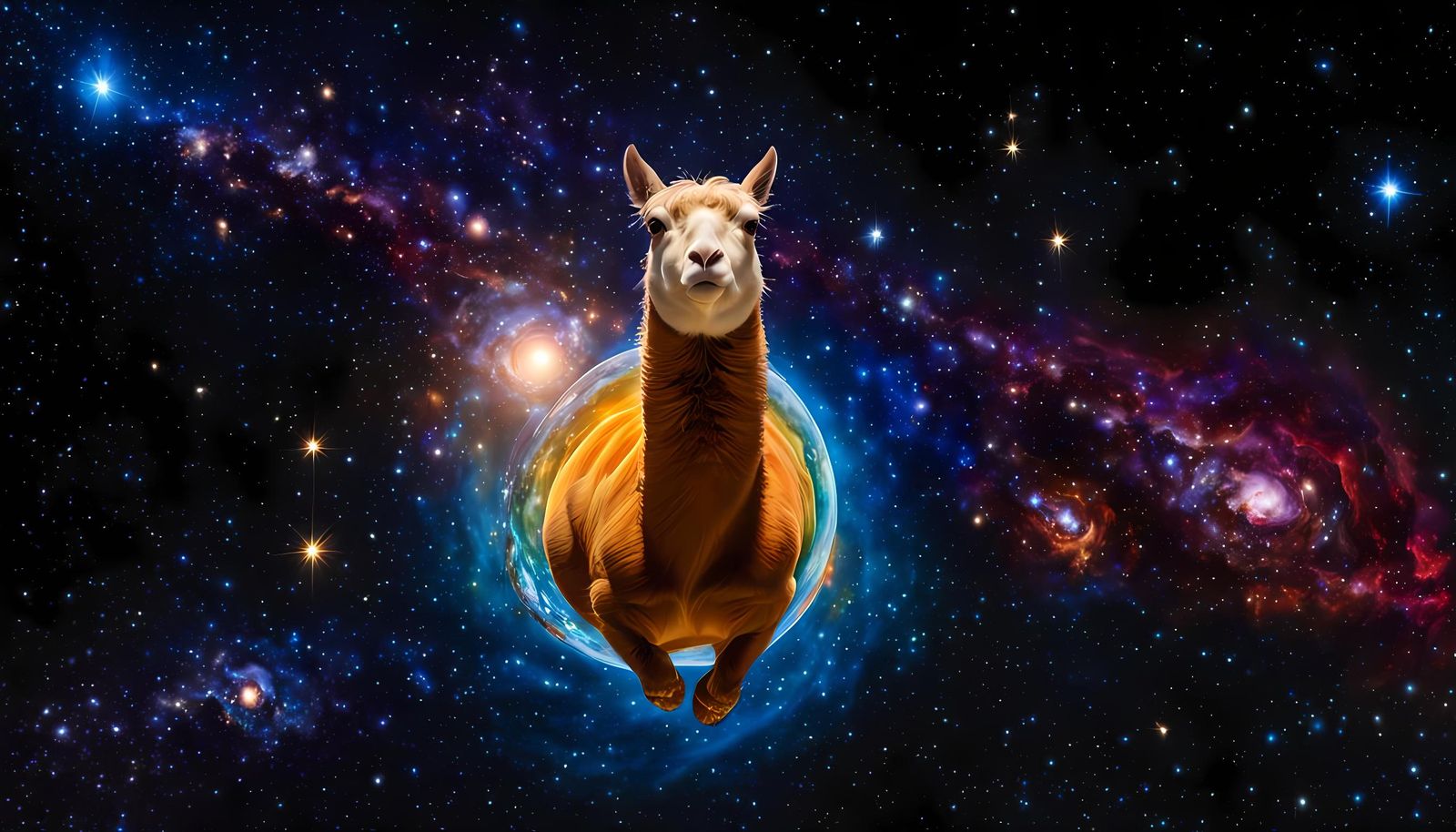 Cosmic Llama in Space: A Surreal Masterpiece