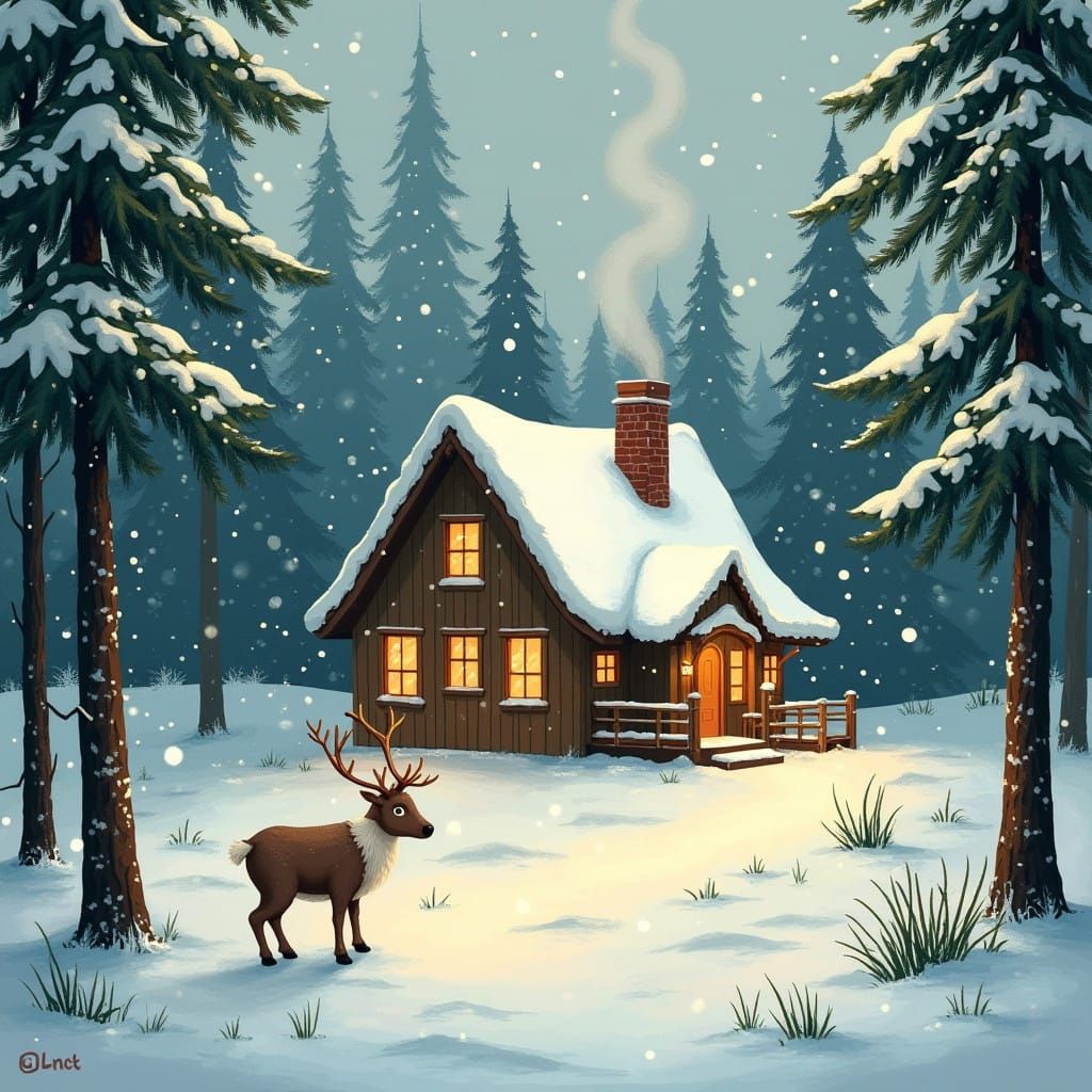 Cozy Finnish Cottage on Snowy Christmas Eve