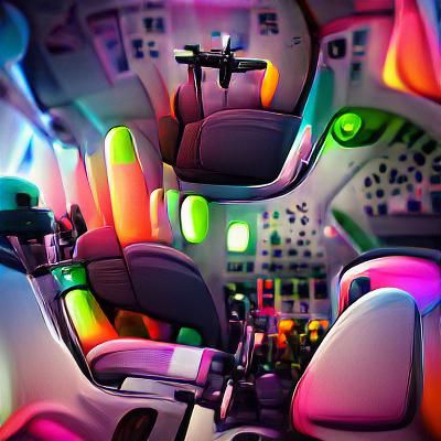 Surreal Airplane Cockpit with Pipe Organ Controls