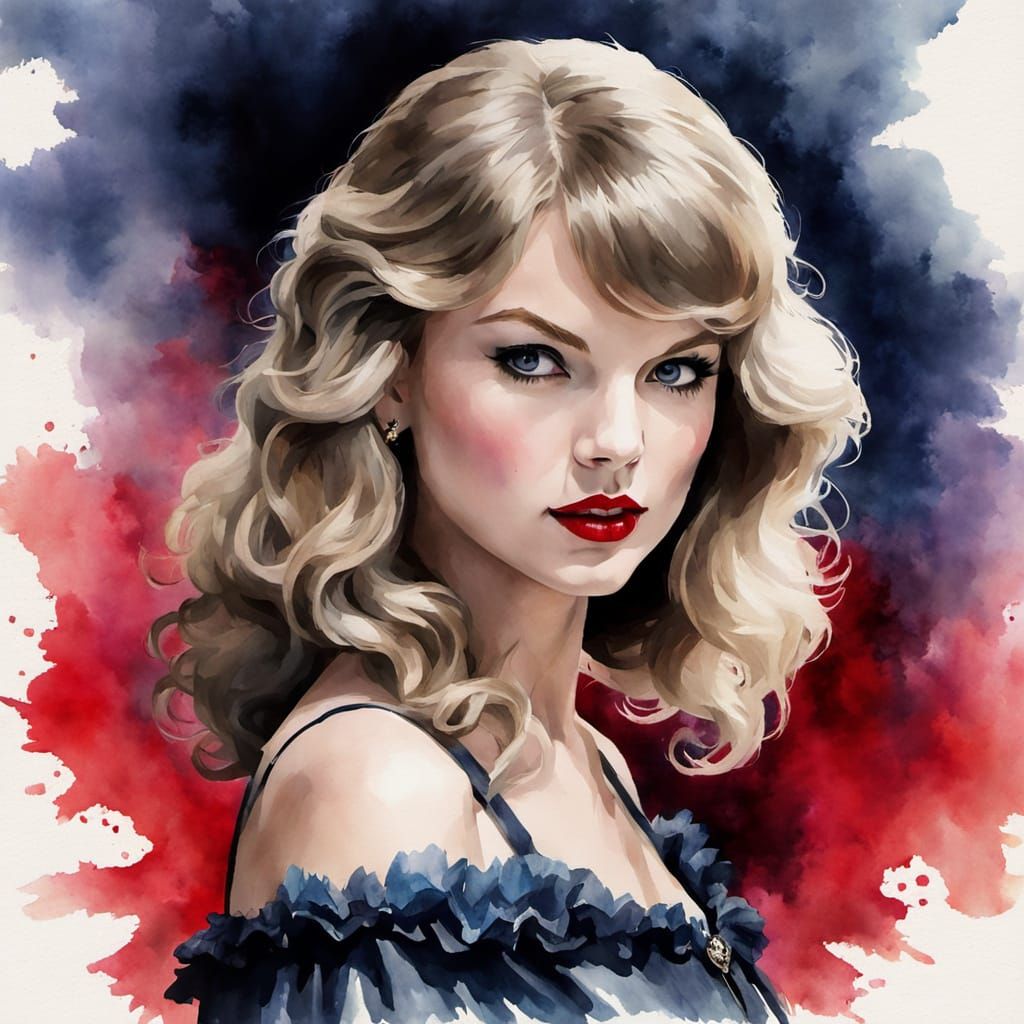 Taylor Swift as Mina Harker in Dracula Watercolor Style