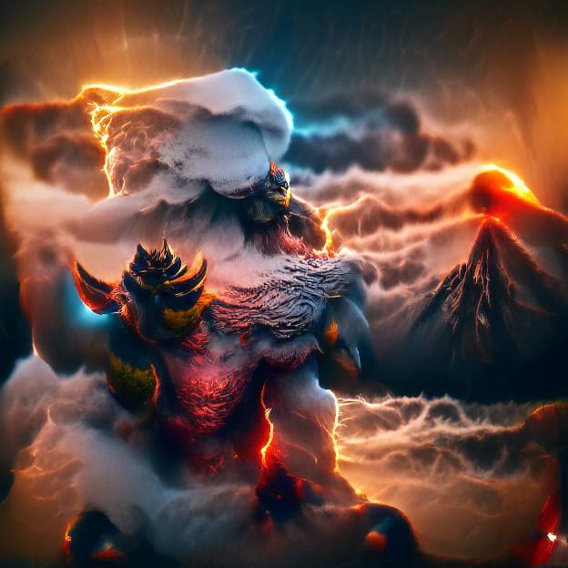Mythological Typhon in Dramatic Storm