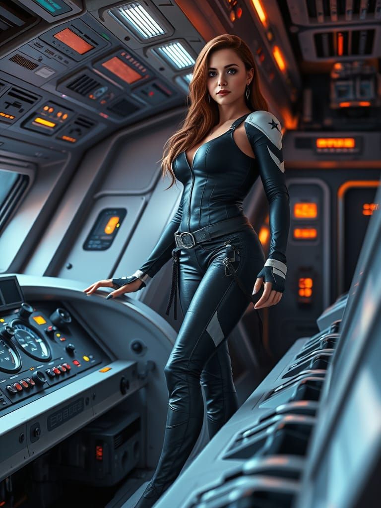 Space Pirate Commands Her Starship with Determined Courage