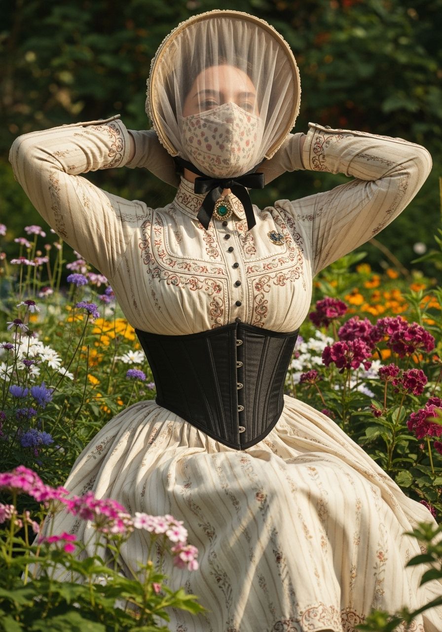 Victorian Woman in Botanic Garden as Impressionist Painting