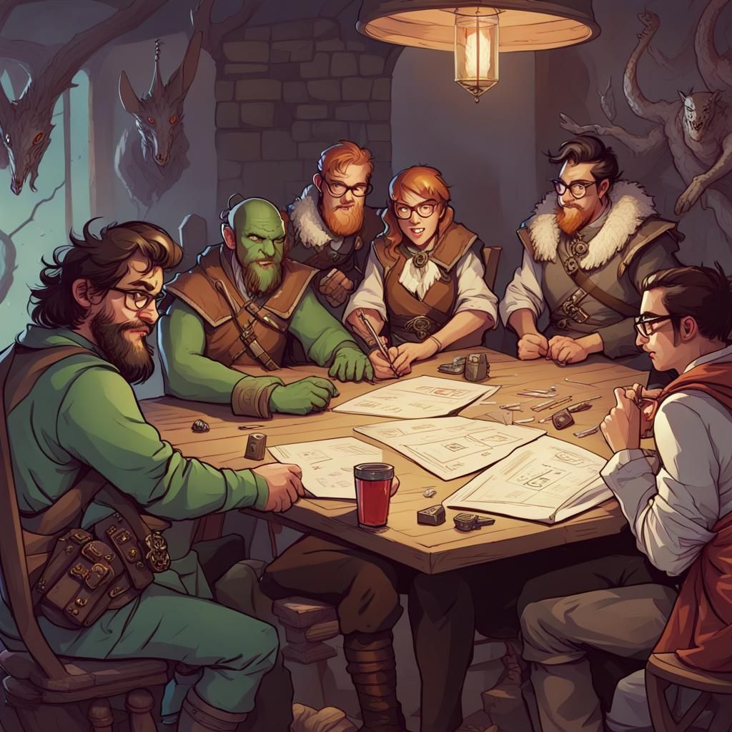 Friends Playing Dungeons and Dragons Game