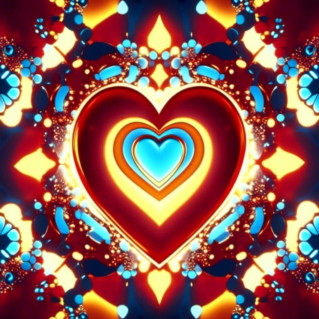 Anime Bright Ruby Red crystalline, sharp fractal, heart, framed in sparkling yellow and orange, 8K resolution <lora:Grid...