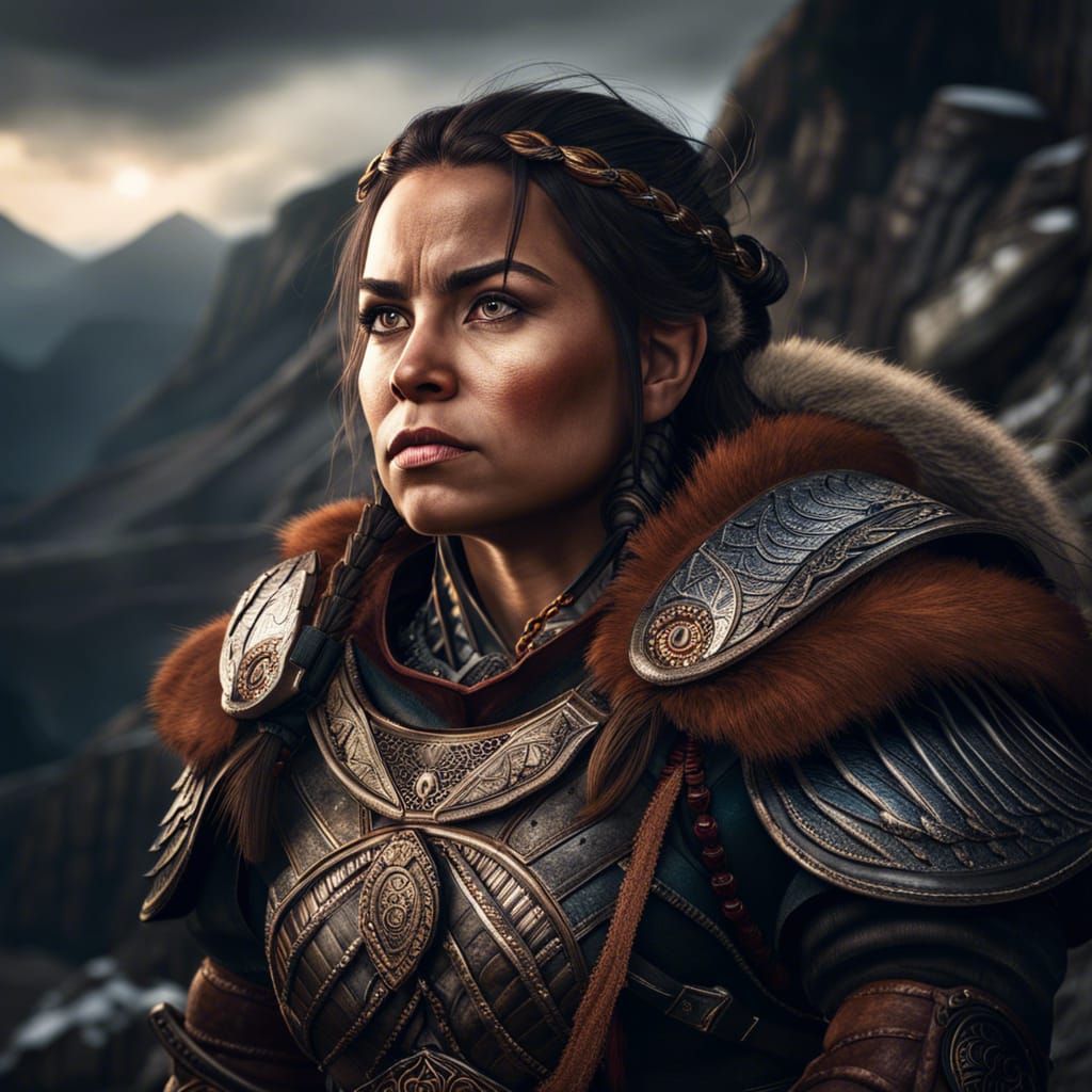 Female Dwarf Warrior Portrait in Atmospheric HDR