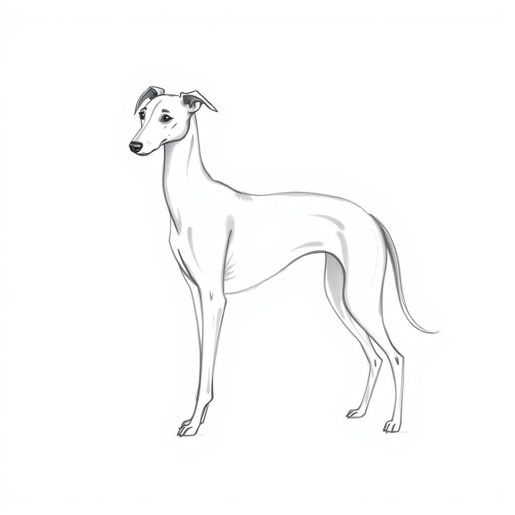 Greyhound Dog Minimalist Sketch in Soft Grey
