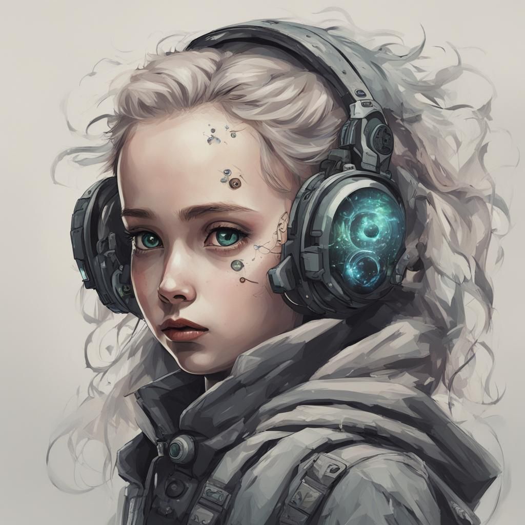 Dystopian Portrait of a Girl in the Future