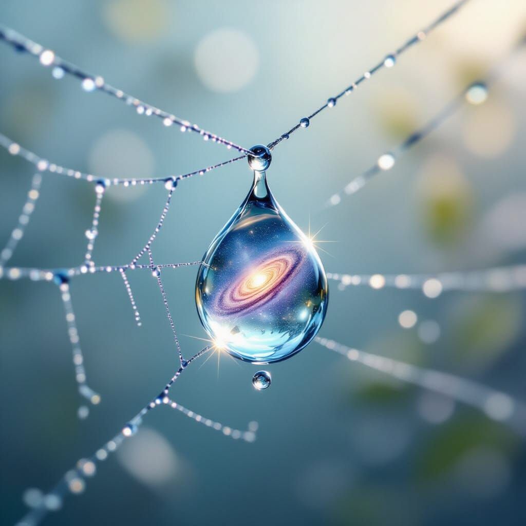 Cosmic Dew Drop Reflects Universe in High-Fantasy Style