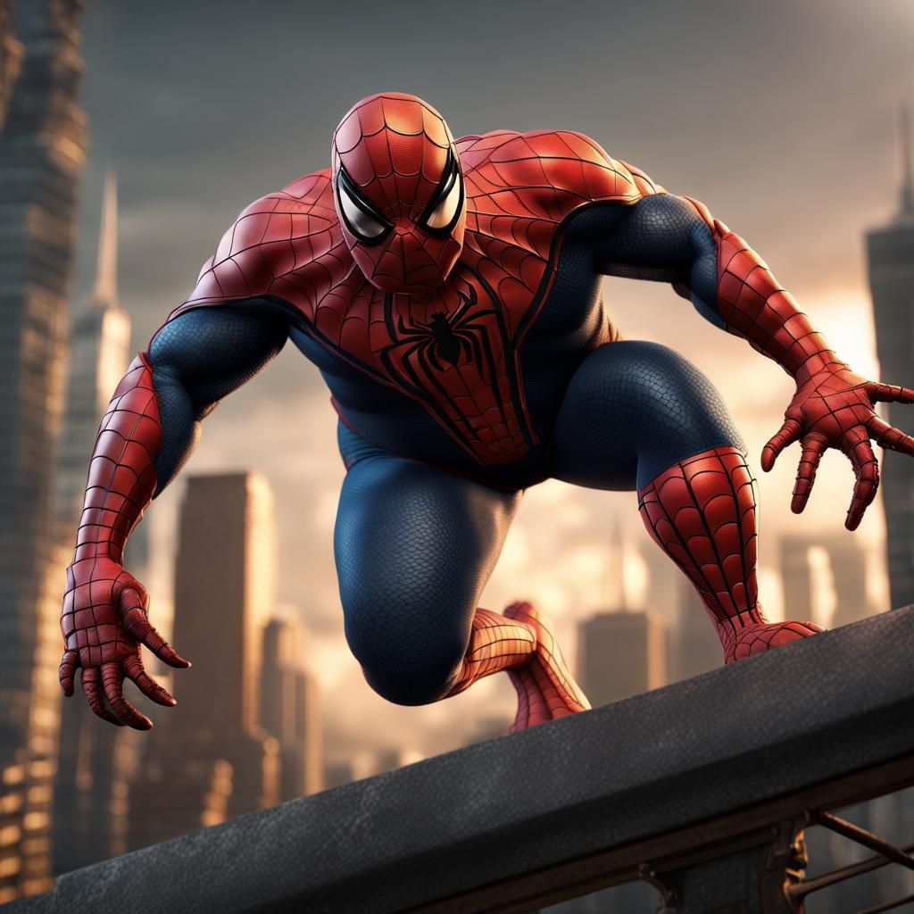 Fat Spiderman: Detailed Matte Painting in 8K