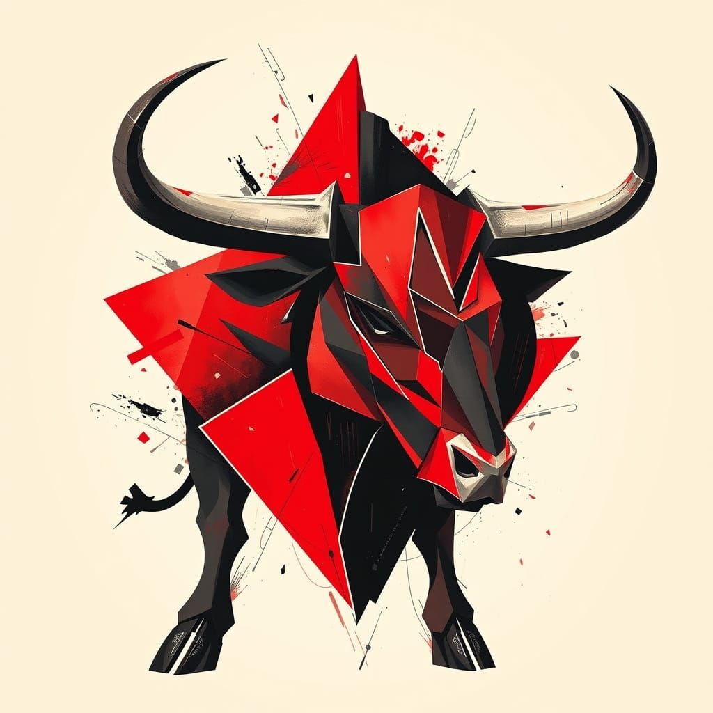 Matador-Bull Hybrid in Cubist Style