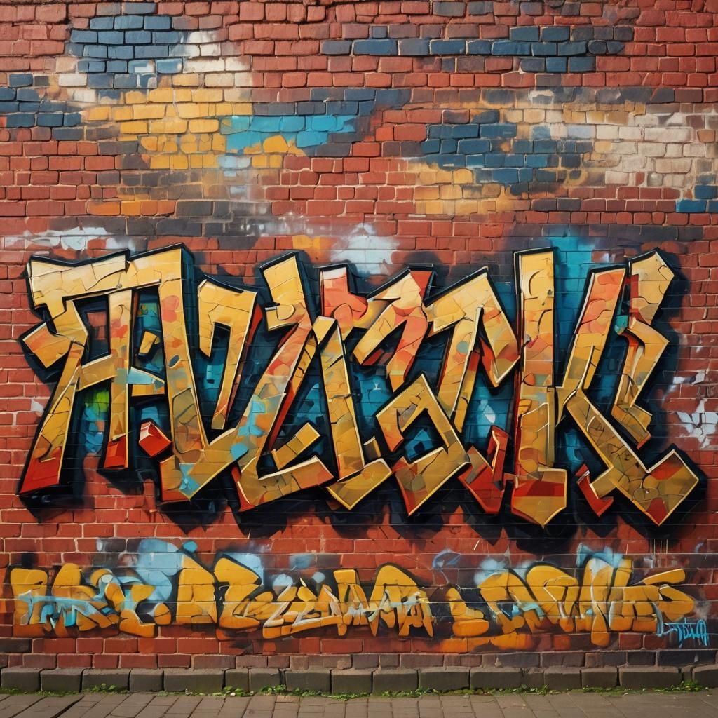 Graffiti on Brick Wall in Neo-Impressionism Style