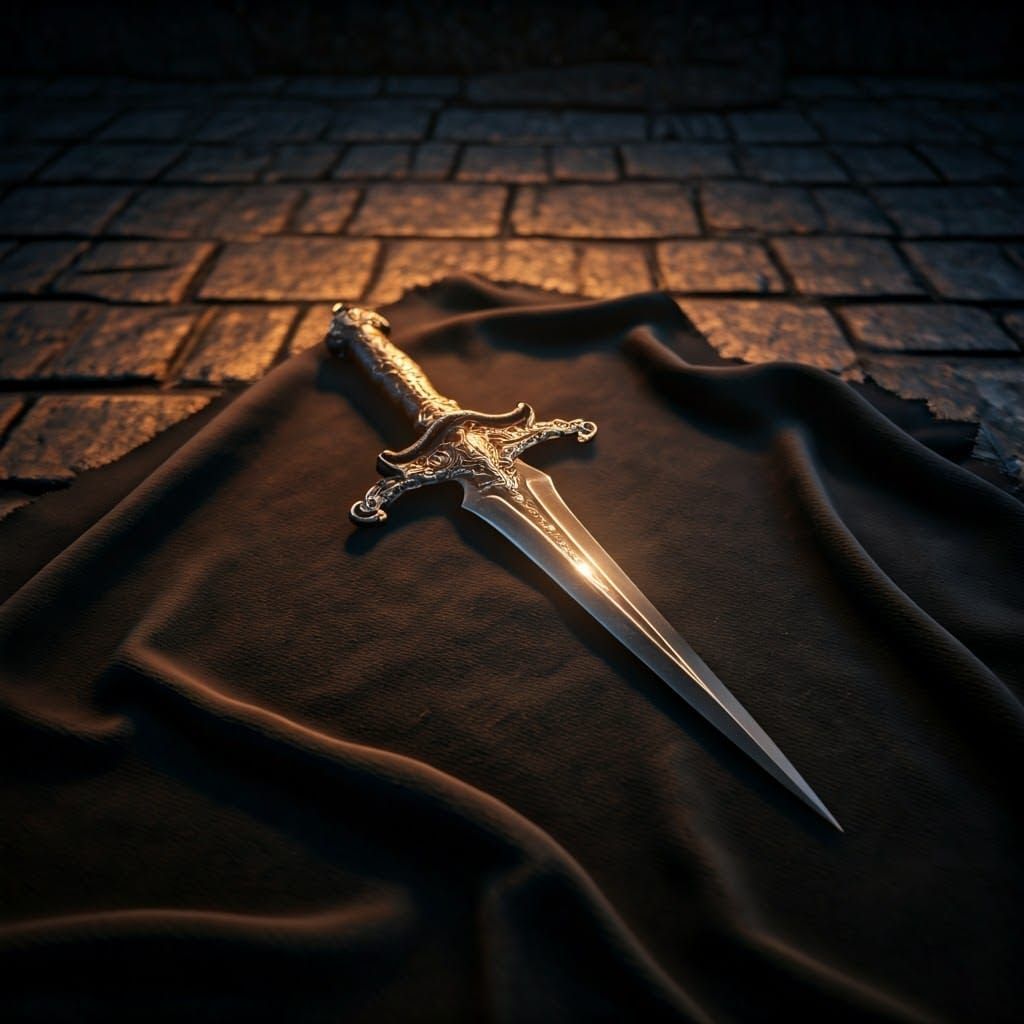 Ornate Gothic Dagger in Dramatic Lighting