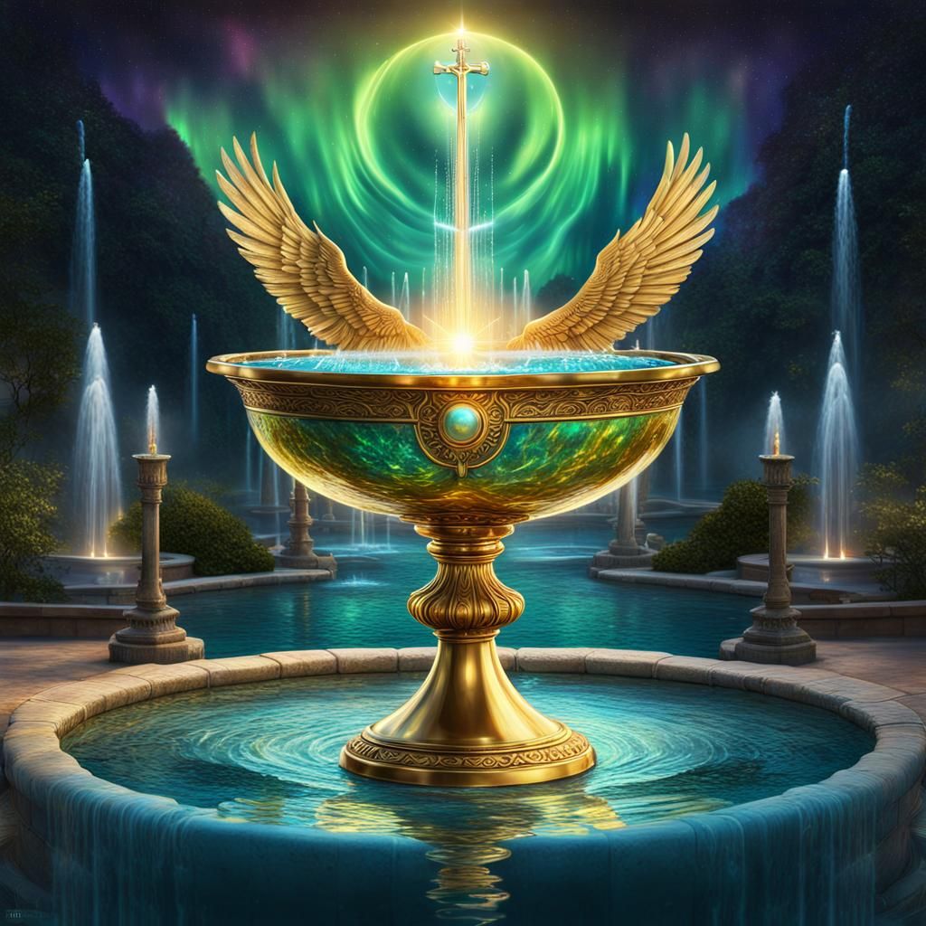 Ace of Cups Tarot Card with Northern Lights