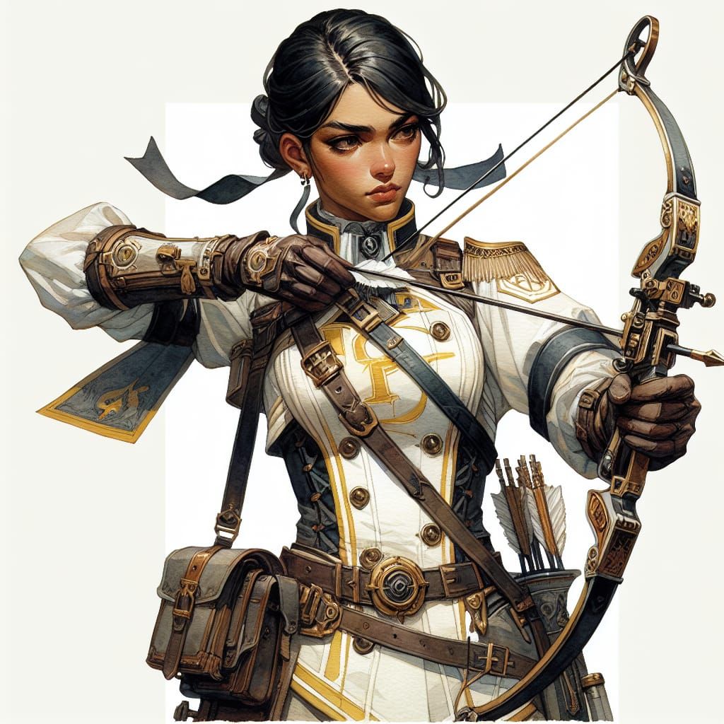 Female Hero with Crossbow: Victorian Acrylic Portrait