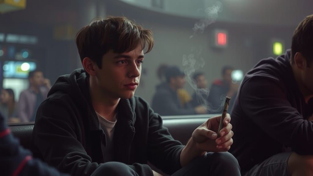 Teenager Hesitates as Joint is Passed in Moody Scene