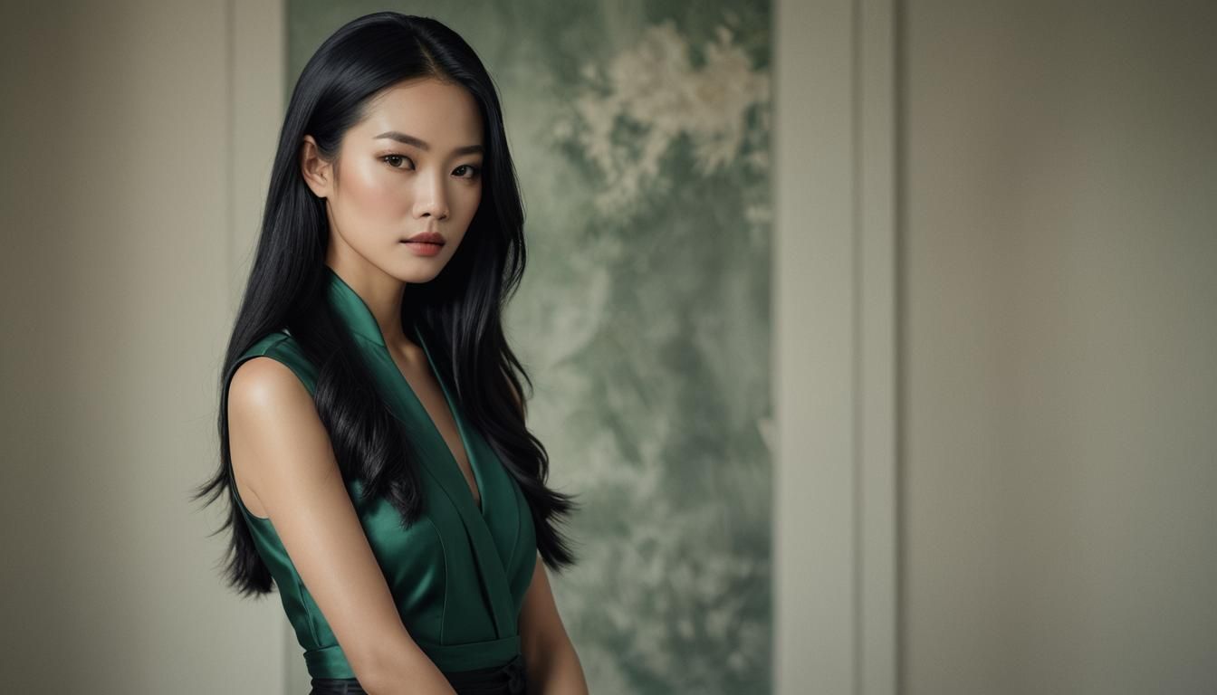 Elegant Asian Woman Portrait in Photorealistic Style