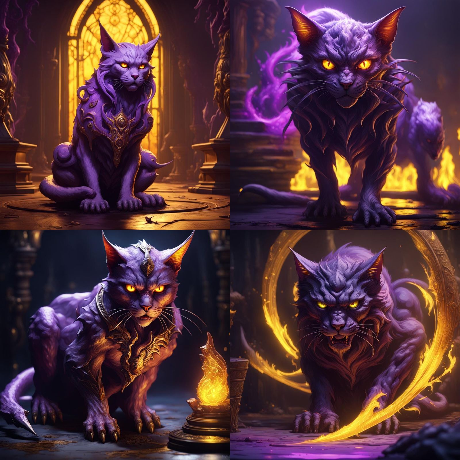 Hyperdetailed Demon Cat in Dark Fantasy Style