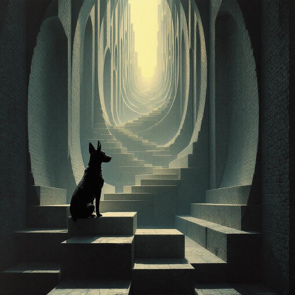 Dog in the Sun: Surreal Geometric Art