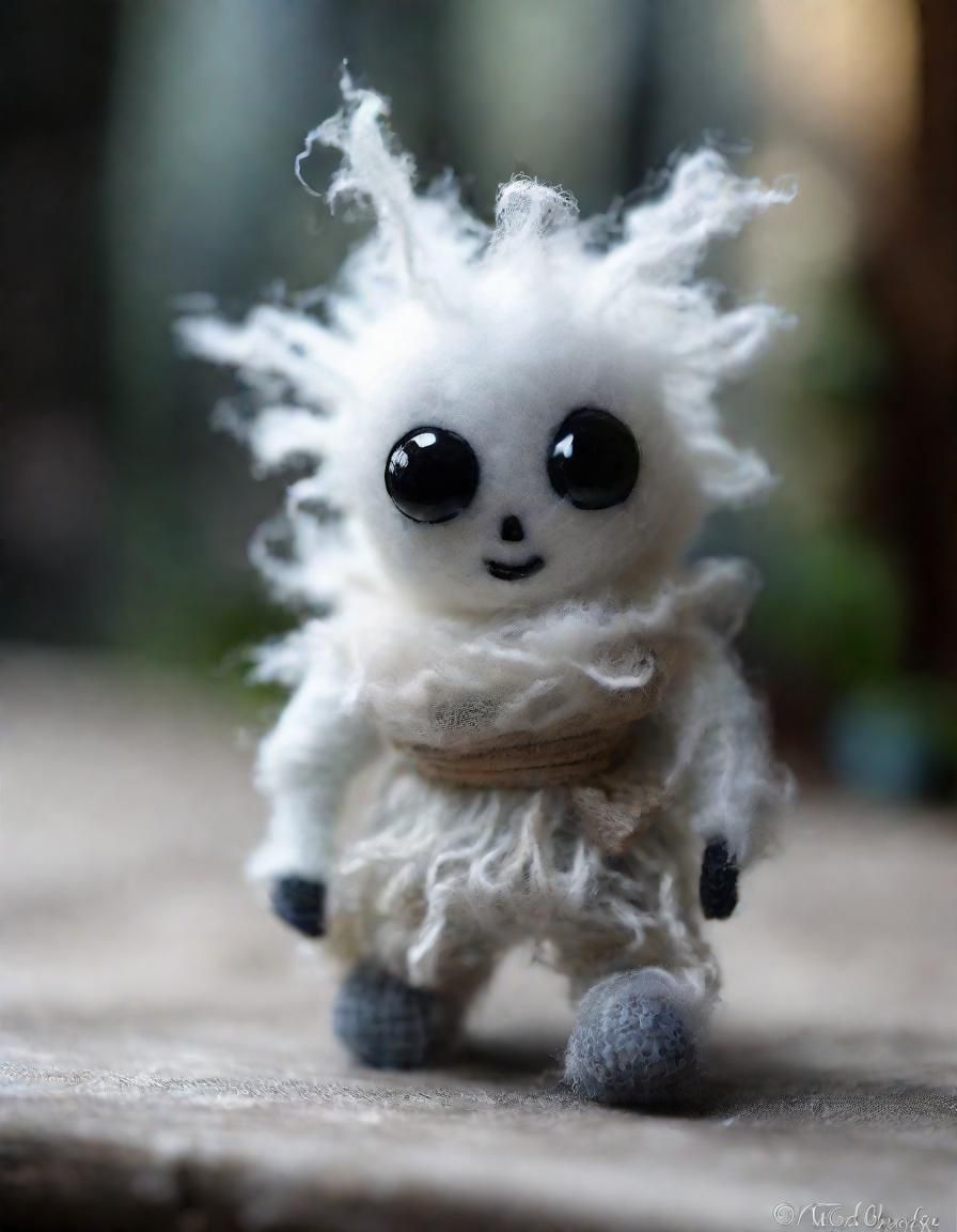 Funky Fluffy Ghost in Textile Art Style