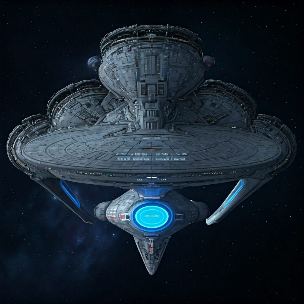 Futuristic Star Trek Ship with Twelve Engines