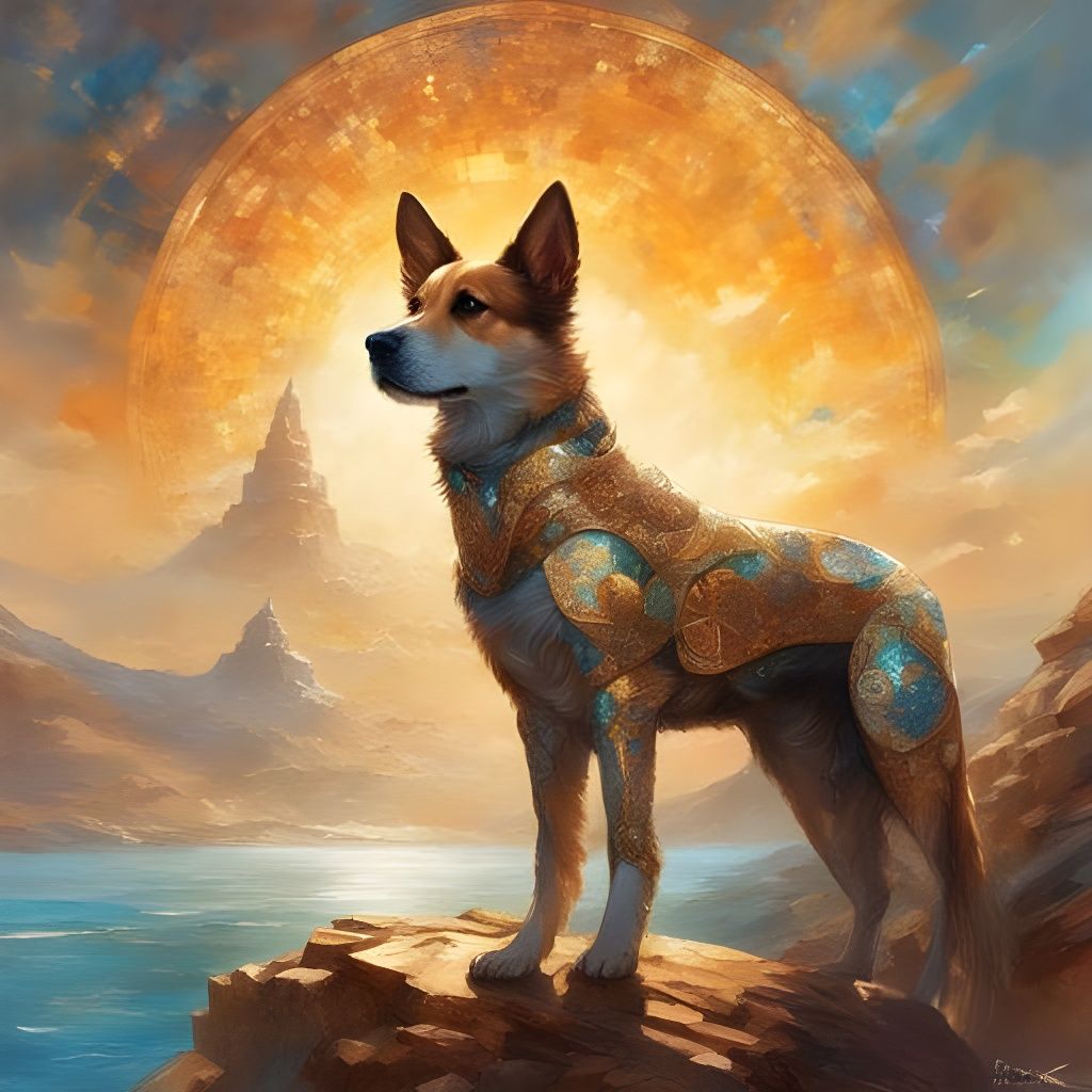 Futuristic Mosaic Dog Portrait in Splash Art Style