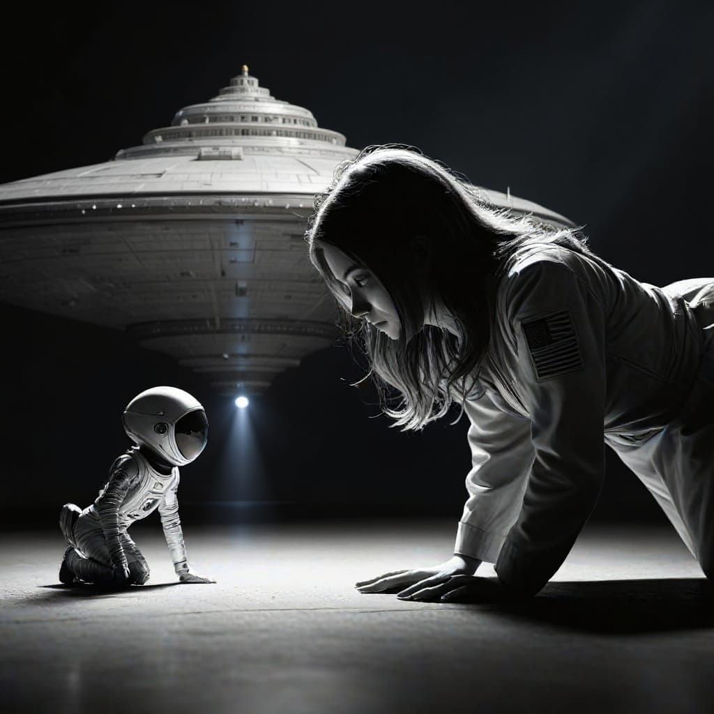 Futuristic Flying Saucer in Detailed Scene