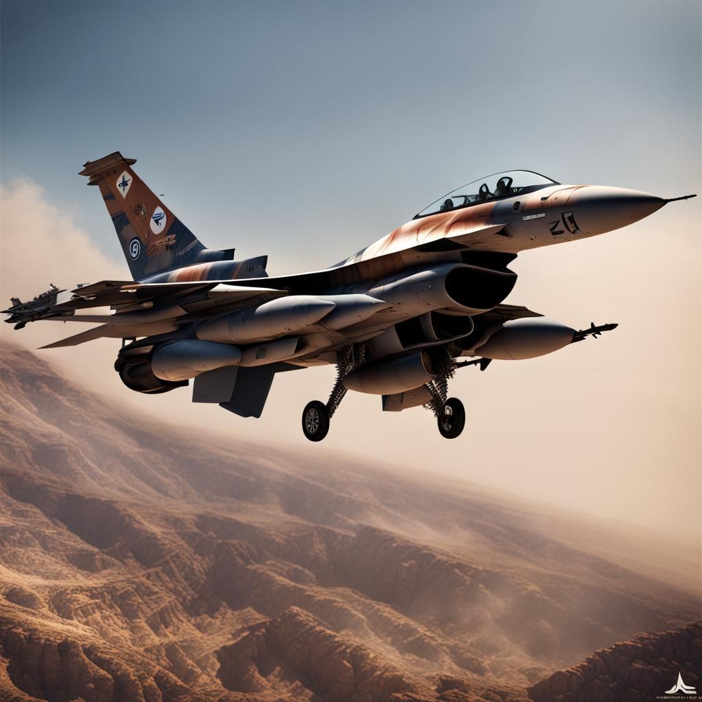 Israeli Air Force F16 Fighter Plane: Detailed Matte Painting