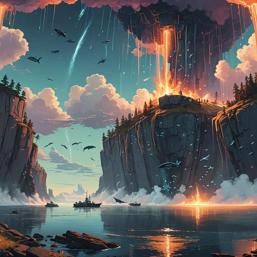 Majestic Sky Whales in Atmospheric Concept Art