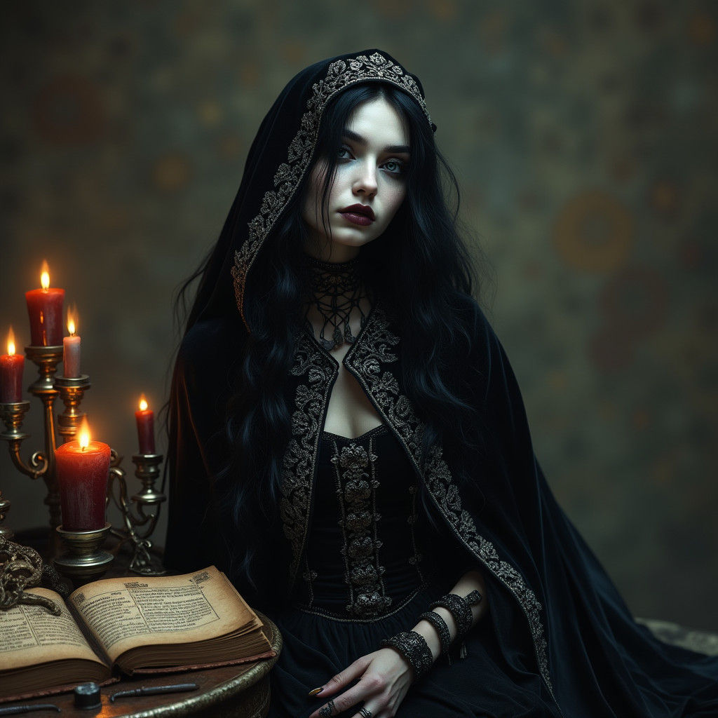 Enchanting Black Magic Witch in Dark Fantasy Style