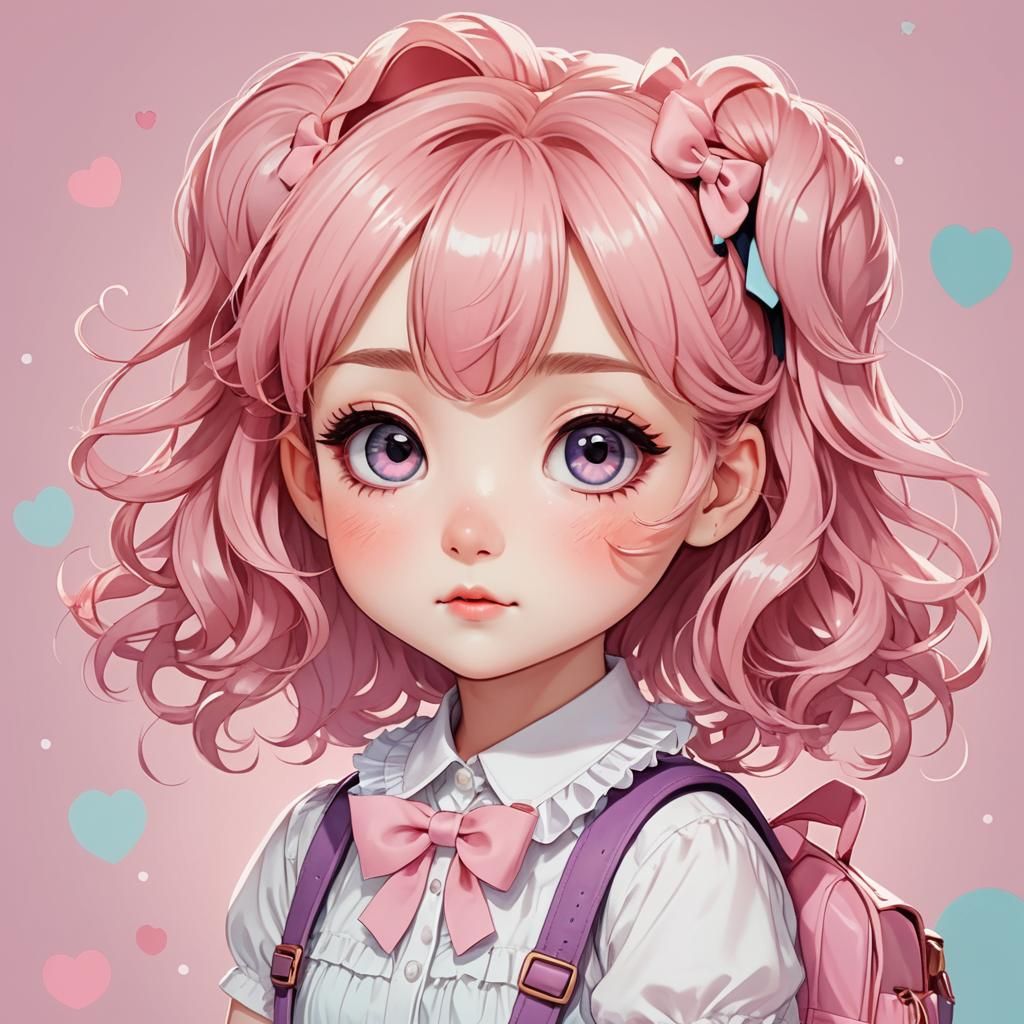 Cute Chibi Girl Anime Illustration in Moe Style