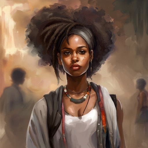 Beautiful Afro-American Student in Fantasy Style